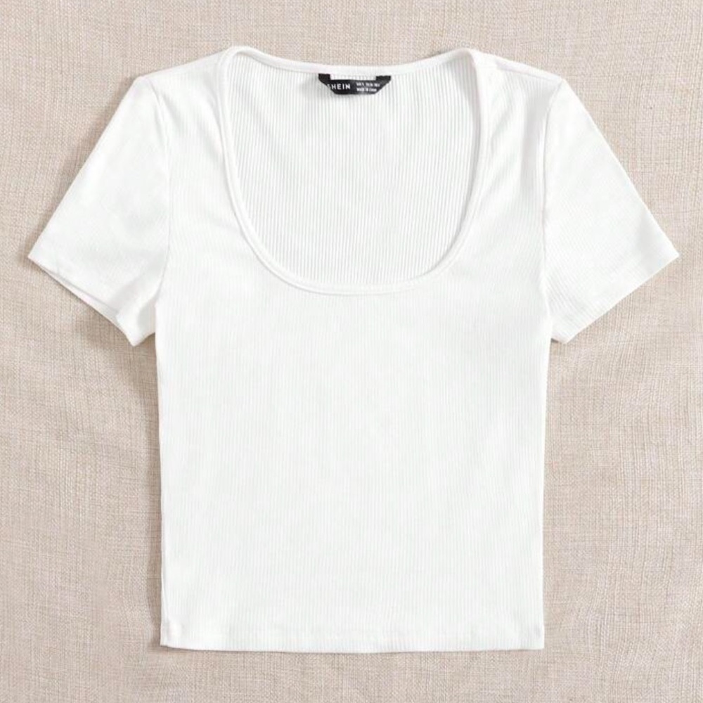 Scoop Neck Rib Knit Fitted Tee